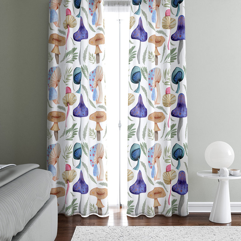 Panneau de rideau simple semi-transparent Mushroom, L 40 po x L 82 po