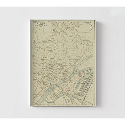 Europe Szczecin Poland - Baedeker 1914, Poland City Map Print, Vintage Szczecin Map, Home Town Map Poster, Large Library Decor