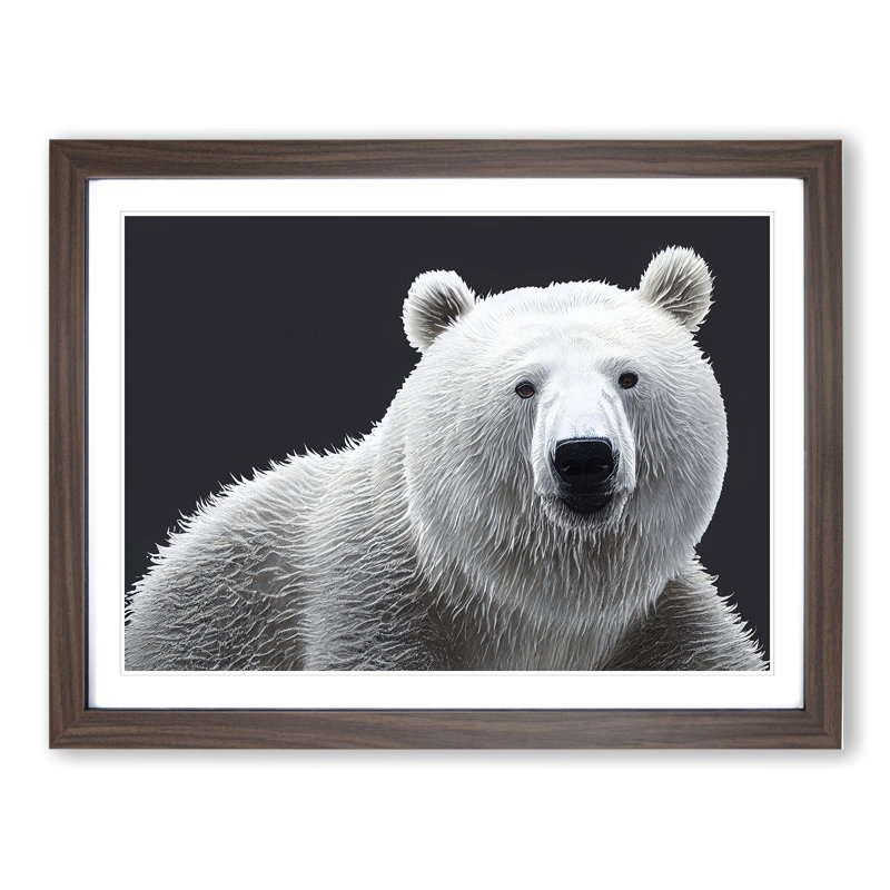 Dynamic Polar Bear - Framed Print, 46cm H x 64cm W x 2cm D, Walnut