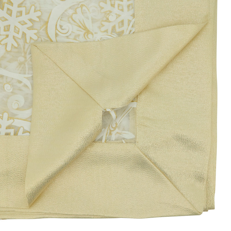 Rectangular_Snowflake And Ribbon Design Printed Tablecloth, 36" L x 36" W