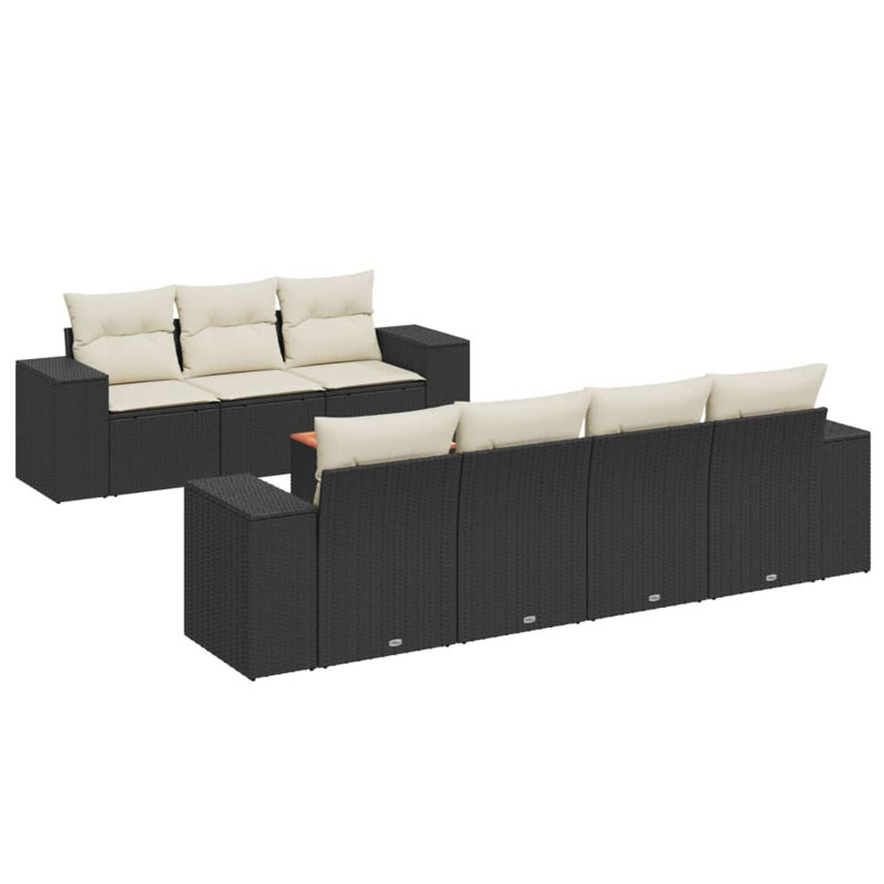 Ensemble de canapé de jardin Vidaxl noir, blanc crème