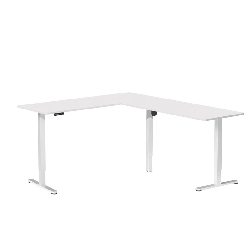 Bureau de coin électrique debout VIVO, poste de travail en L, L 84,6 po x P 23,6 po, Blanc