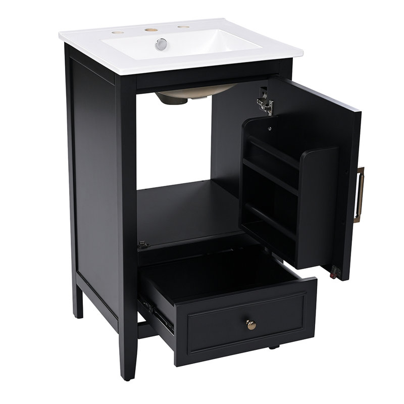 Meuble-lavabo de salle de bain avec lavabo avec porte et tiroir