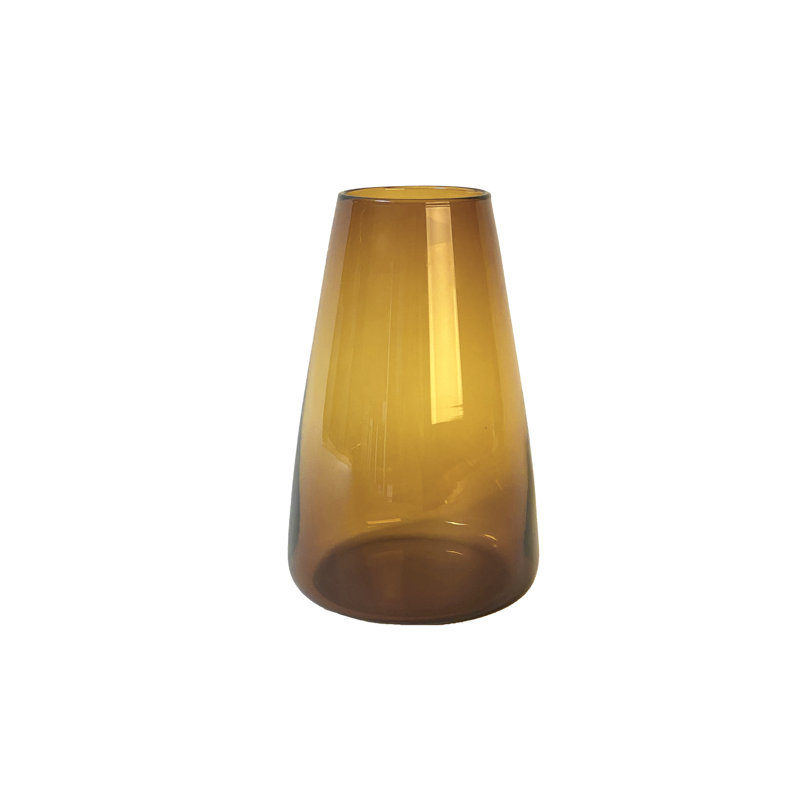 Dim Glass Table Vase, Amber, 30cm H x 19.5cm W x 19.5cm D