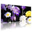 Tableau mural sur toile tendue à motif floral d'orchidées violettes et de marguerites (ensemble de 3)-1078577262