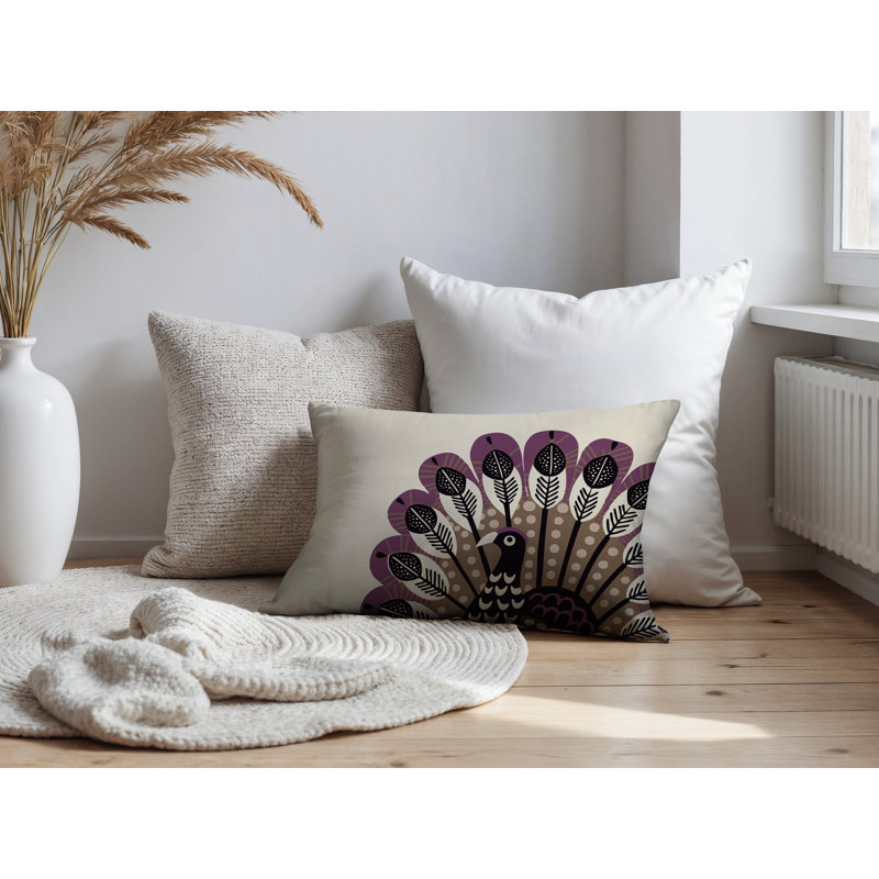Oreiller rectangulaire réversible intérieur / extérieur Mota, Rectangle H 14 po x l 20 po, Mauve