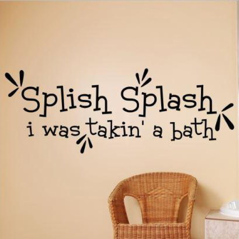 Décalcomanie murale splish splash i a été takin’a une salle de bain, Noir, H 10 po x l 20 po x P 0,16 po