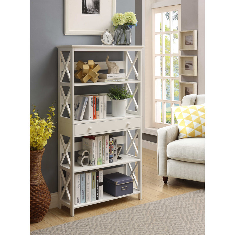 Oakden Etagere Storage Bookcase with Drawer, White