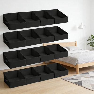 Fabric Storage Bins 12 Pack - Collapsible Closet Organizer Baskets With Handles, Trapezoid Shelf Organizer Cubes For Clothes, Toys, Books, Towels And Home Organization