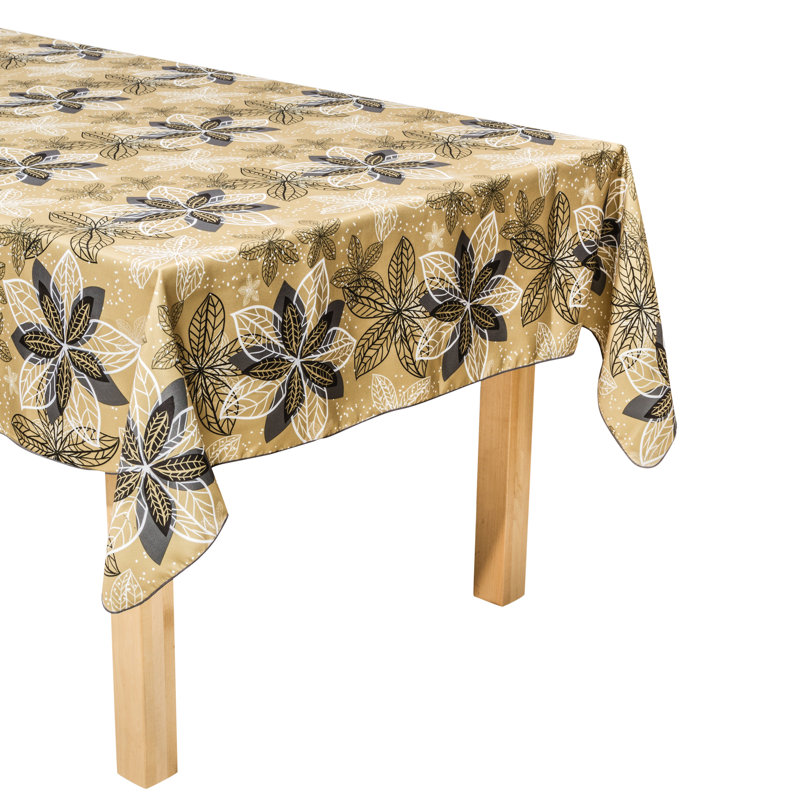 Vinci Floral Tablecloth, 70" L x 54" W, Gold