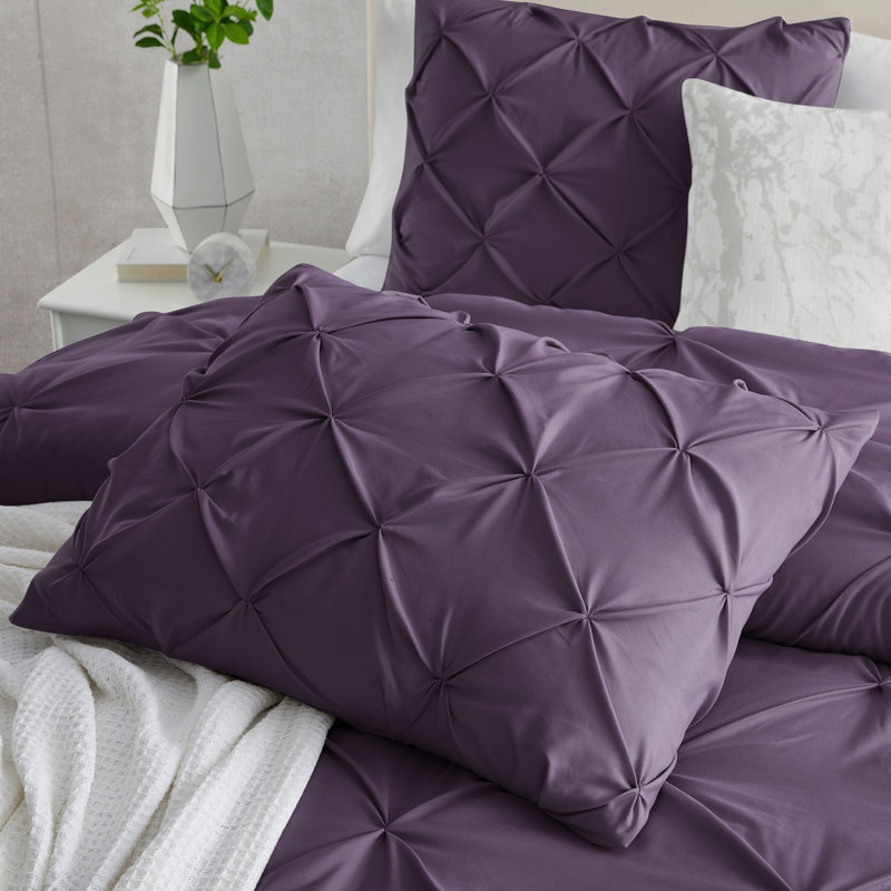 Polyester Duvet Cover & Insert, King Duvet + 3 Additional Pieces, Purple Eggplant