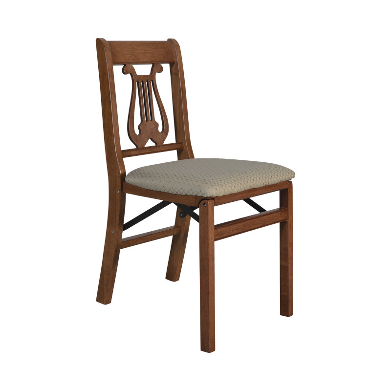 Stakmore Music Back Folding Chair, Cherry Frame with Blush Fabric