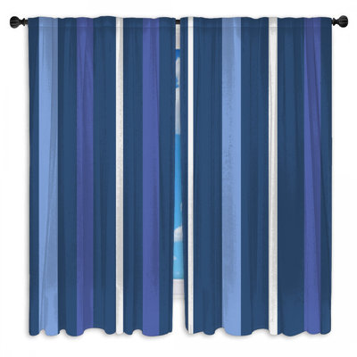 Rideaux de fenêtre à rayures verticales bleues à rayures transparentes et obscurcissant - 2 panneaux