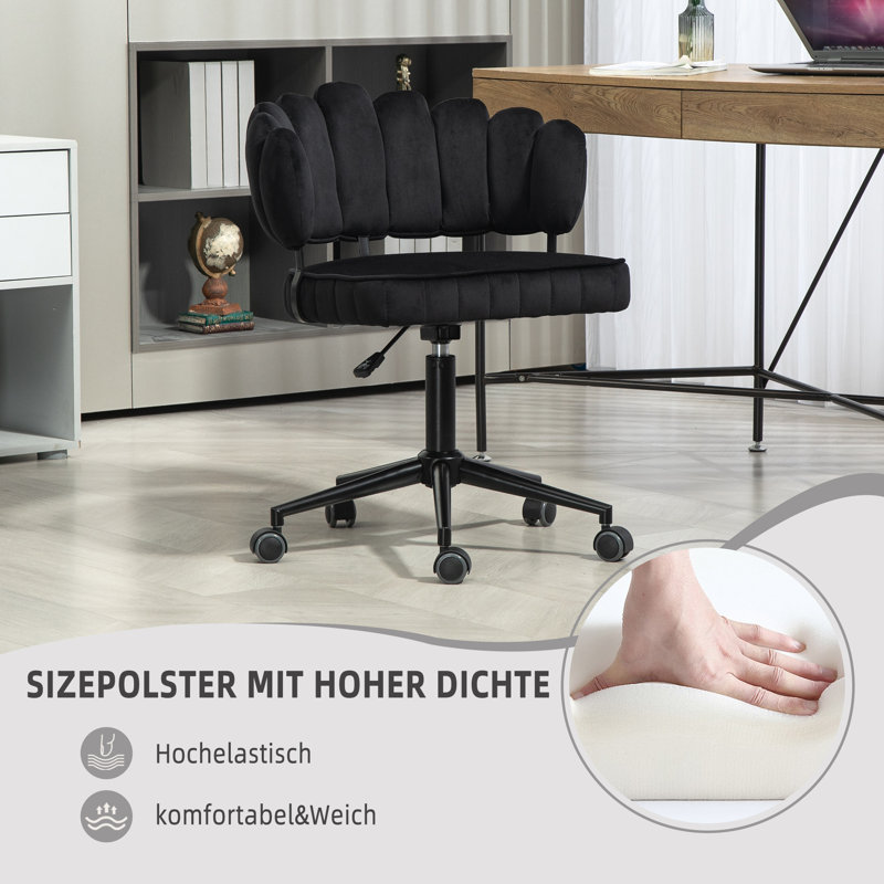 Berdeja Velvet Office Chair, Black