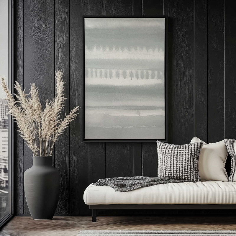 Toile tendue à rayures douces dégradées, H 18,75 po x l 12,75 po x P 1,75 po, Cadre flottant blanc opaque