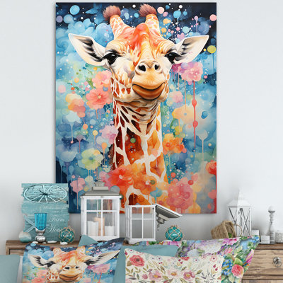 «Pop Art Giraffe Portrait I», reproduction sur toile