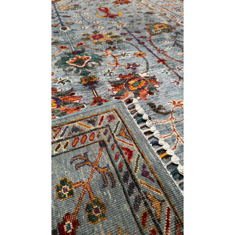 Tapis en laine et coton gris noué à la main Original Original