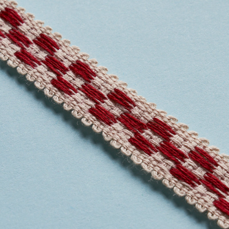 Schumacher x Mary McDonald Crawford Check Tape Narrow, Cornwallis Red