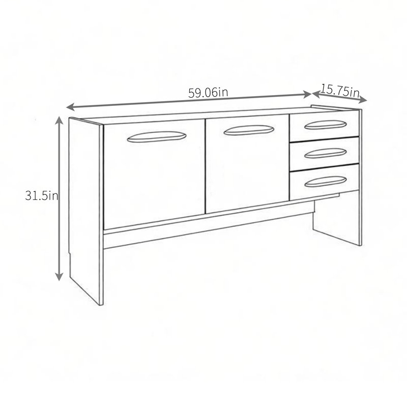 Simple Style Sideboard, Red