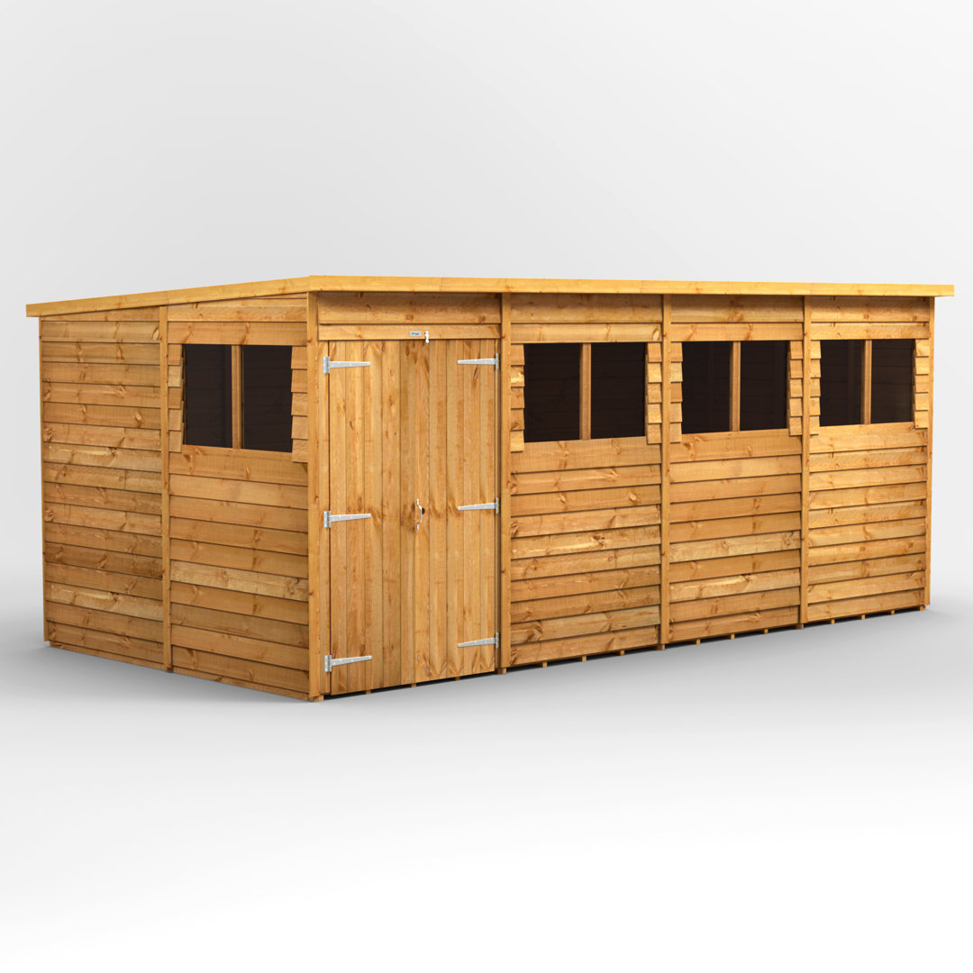 8.5 ft. W x 16.1 ft. D Solid Wood Overlap Pent Garden Shed