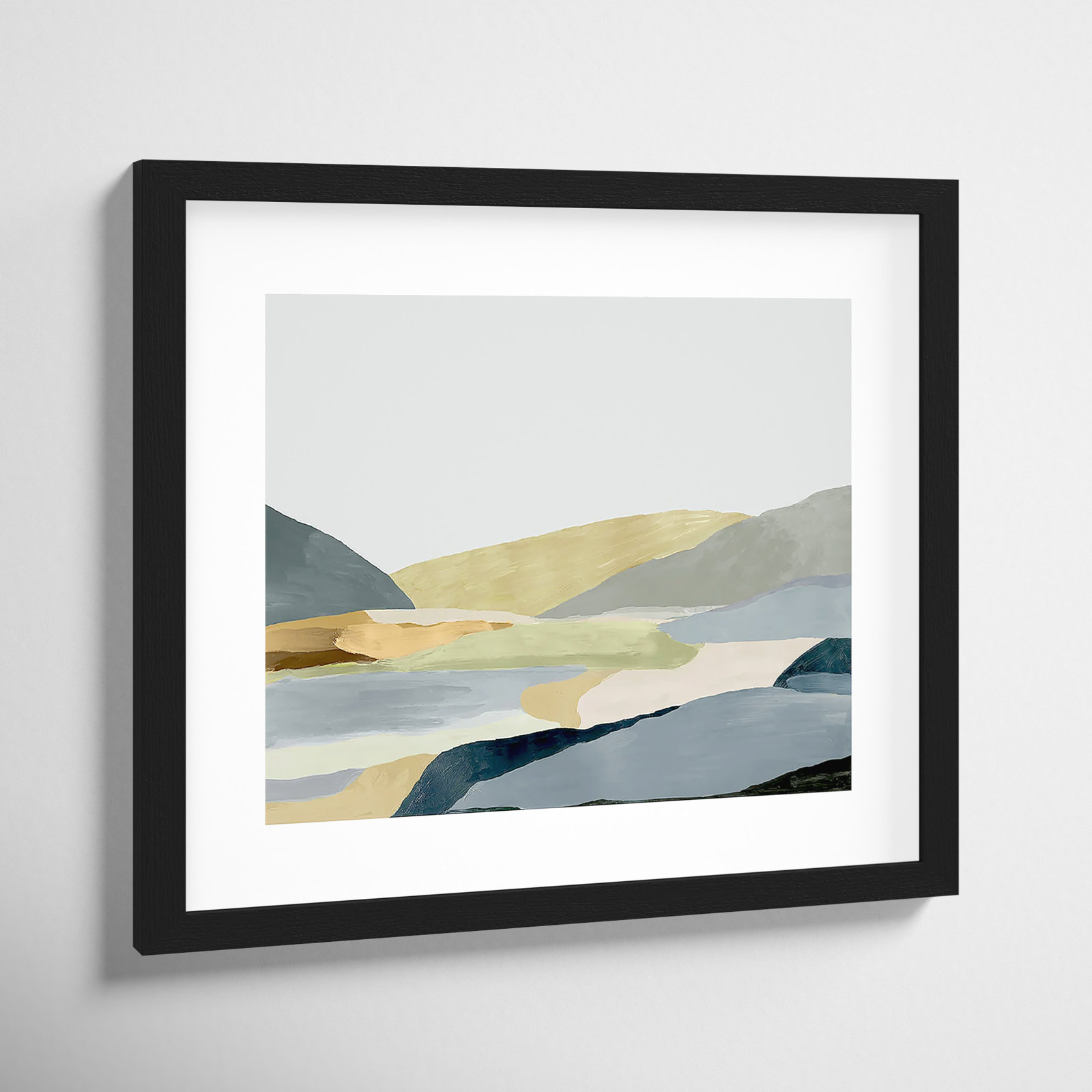 Blair "Warm Hills II" Painting, 13" H x 15" W x 0.75" D, Black Framed Paper