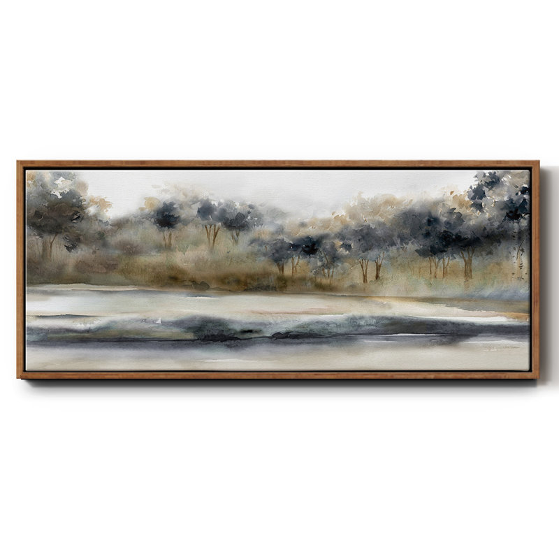 Toile encadrée Silent River Premium - prête à être accrochée, H 24 po x l 60 po x P 1,5 po, Toile encadrée noyer flottant