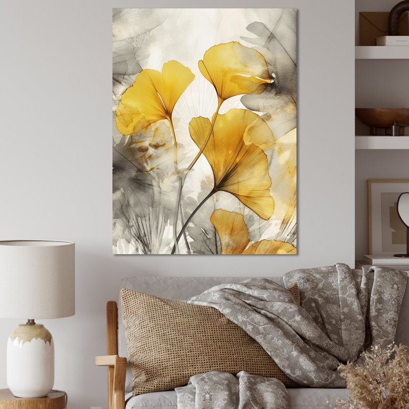 Palmier tropical, œuvre d'art ginkgo III sur toile, H 20 po x l 12 po, Toile tendue