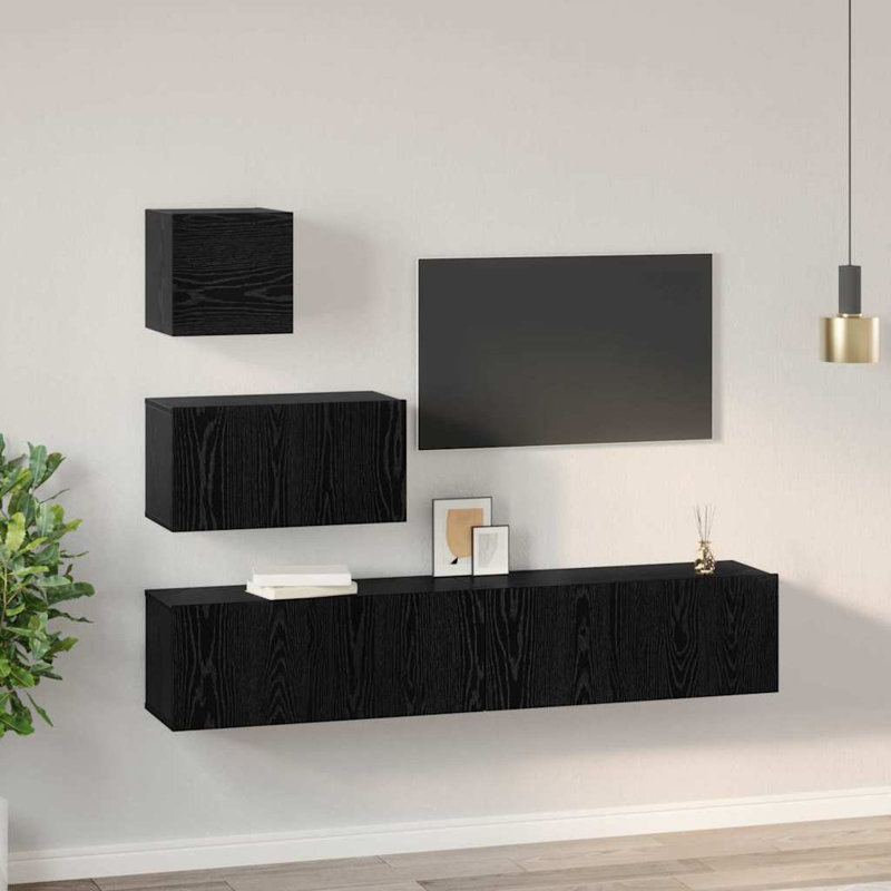  TV Cabinet, Black Oak