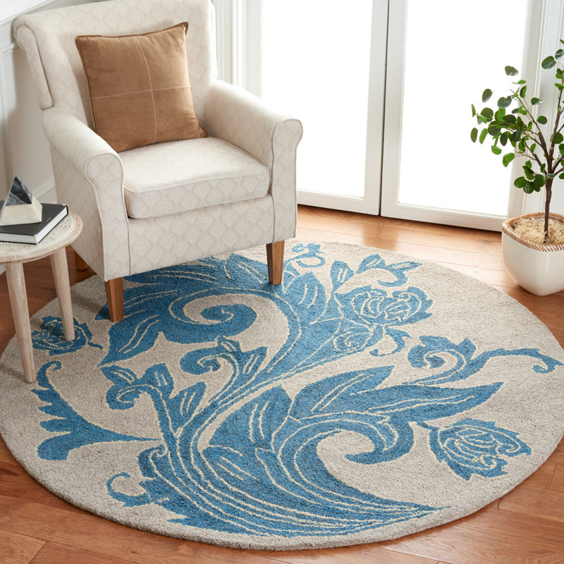 Tapis à motif floral touffeté à la main Brytnee, Rond 6 pi