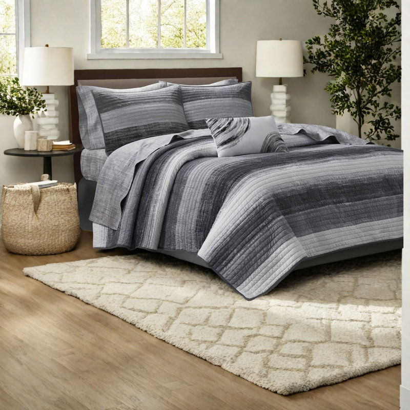 Ensembles de literie de qualité supérieure à rayures aquarelle en microfibre pour maison moderne