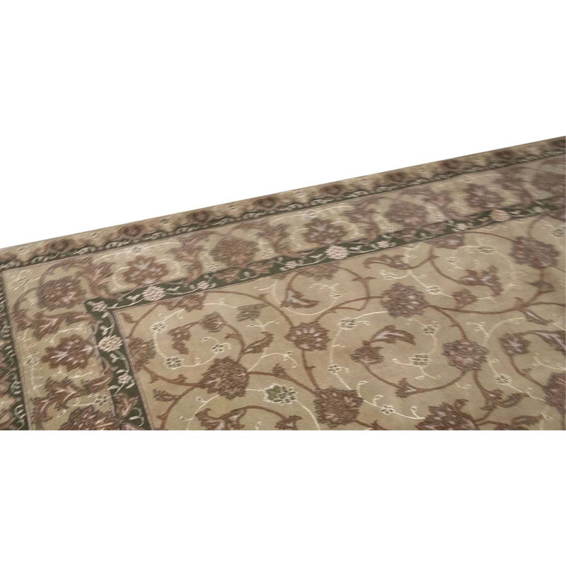 Tapis brun / beige en laine noué à la main de conception unique 6 pi x 9 pi