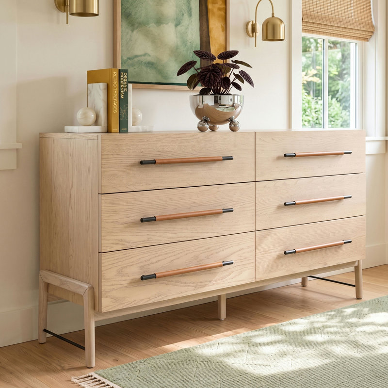 organic modernism dresser Living multiple units sit flush side Karsten 6 Drawer 62.5" W