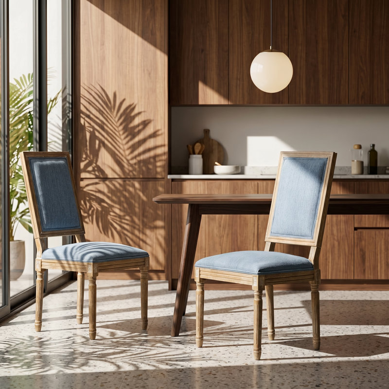 Chaises de salle à manger rembourrées en bois d'hévéa massif l 20 po x P 22,5 po x H 39,5 po Christopher Knight Home, 2