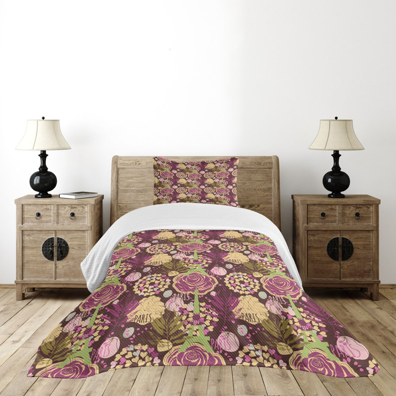 Twin White Quilted Bedspread Set with Pillow Sham