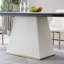 Table de salle à manger contemporaine 71 "avec base en piédestal en pierre frittée carrée et 6 chaises