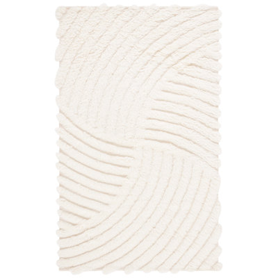 Abriel Ivory Hand-Woven Abstract Wool Rug