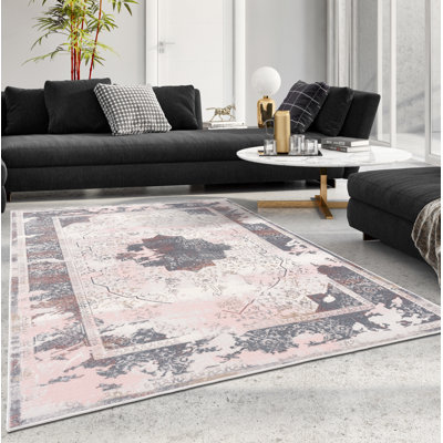 Tapis décoratif rose abstrait Tarpley