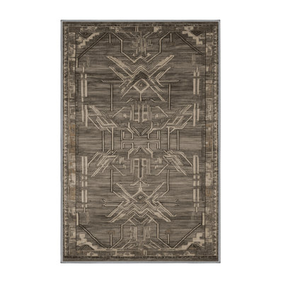 Machine Washable Art Deco Gray Area Rug