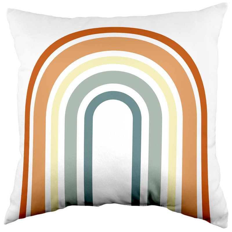 Throw Pillow, White/Orange/Gray
