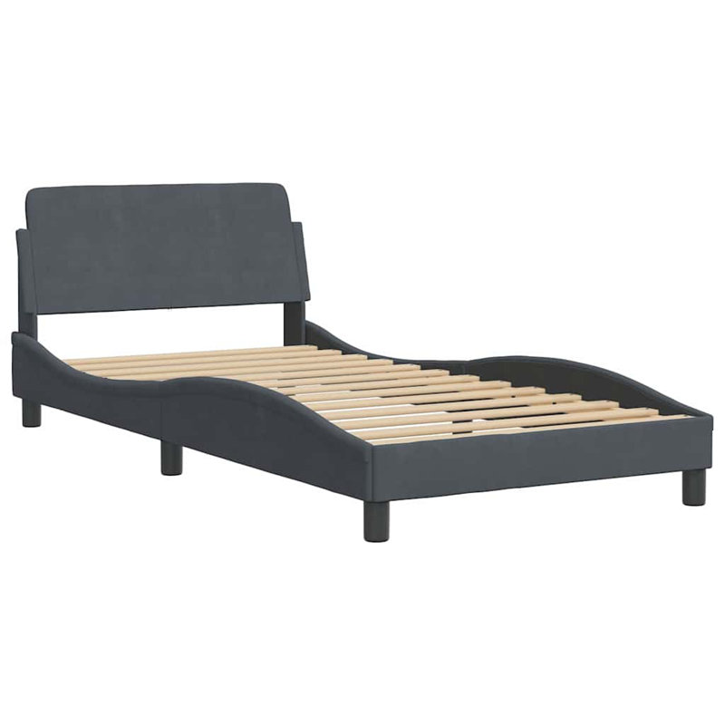 vidaXL Bed Frame Dover Dark Grey 100x190 cm Velvet, Twin, Charcoal