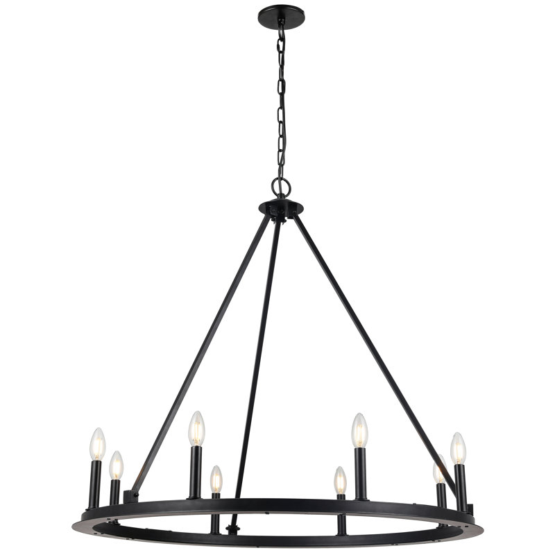 Lustre incandescent 8 lumières Shenika, noir mat