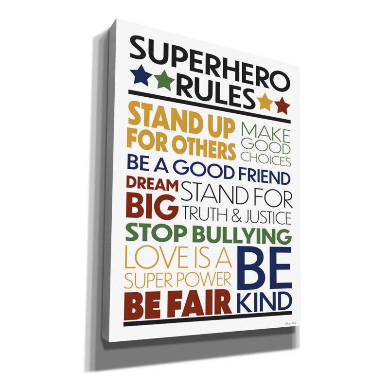 «Superhero Rules» par Susan Ball, art mural sur toile, H 54 po x l 40 po x P 1,5 po
