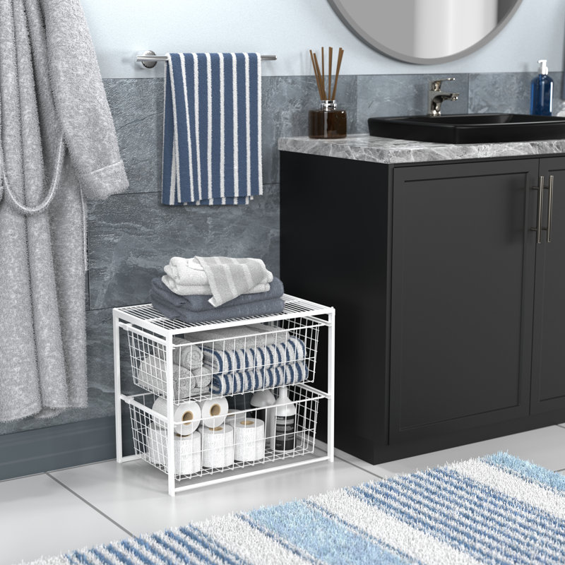 Commode à 2 tiroirs en fil de fer