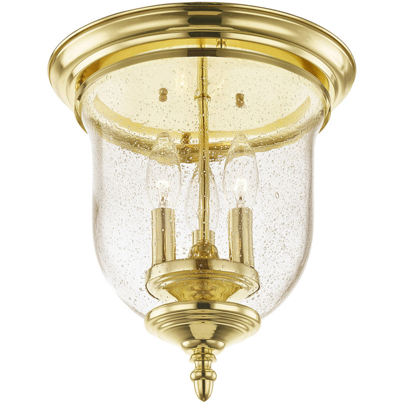 Plafonnier encastré 3 lumières 11,5 po Aaven, Laiton poli