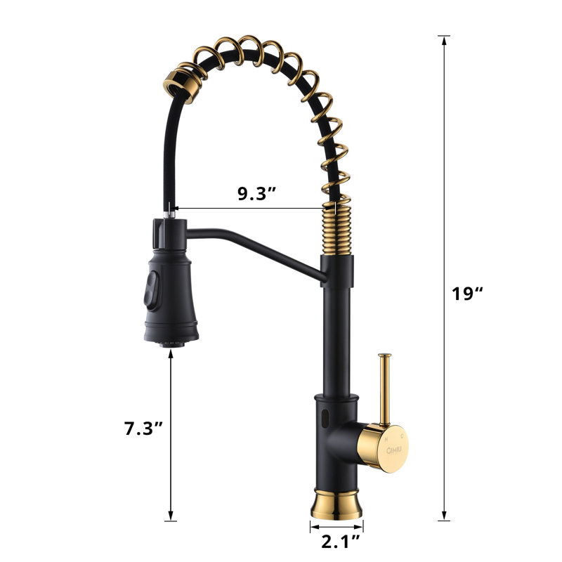 GAWEZA Pull Down Kitchen Faucet, Black/Gold
