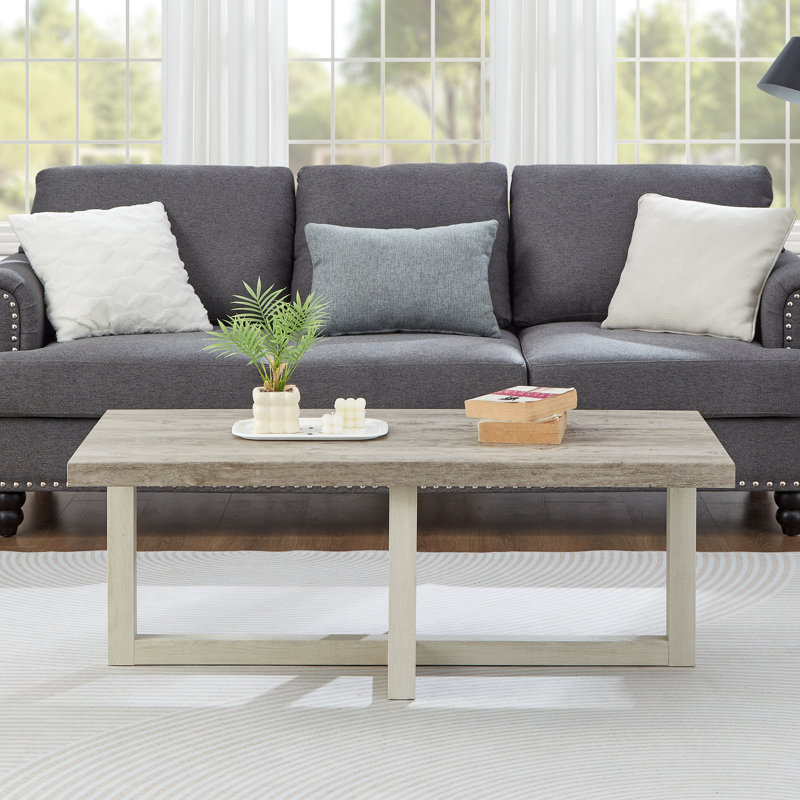 Valluri Contemporary Coffee Table, Weathered Gray/Beige
