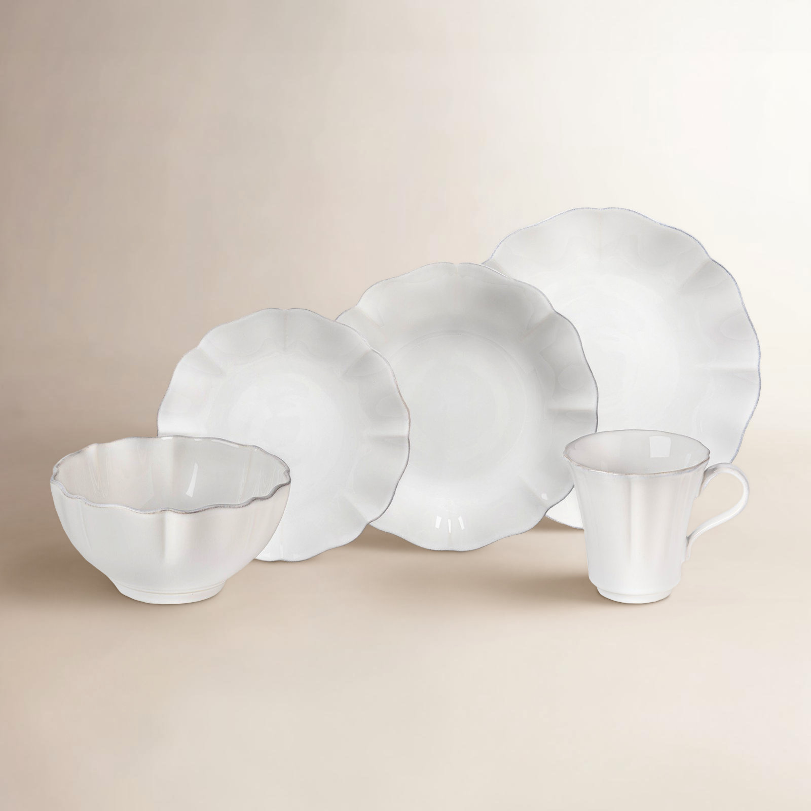 Rosa Fine Stoneware Scalloped Dinnerware Set