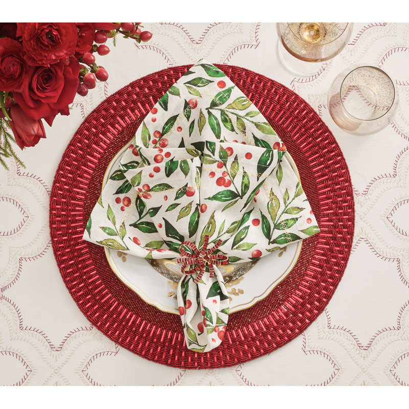Jeweled Bow Napkin Ring Set in a Gift Box