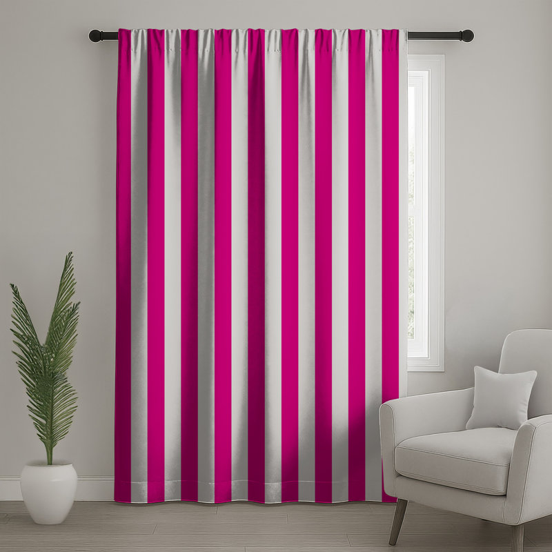 Rideaux de fenêtre rose et blanc à rayures, voilages et voilages à rayures - 1 panneau, 50 po x 92 po - 1 panneau, Blocage