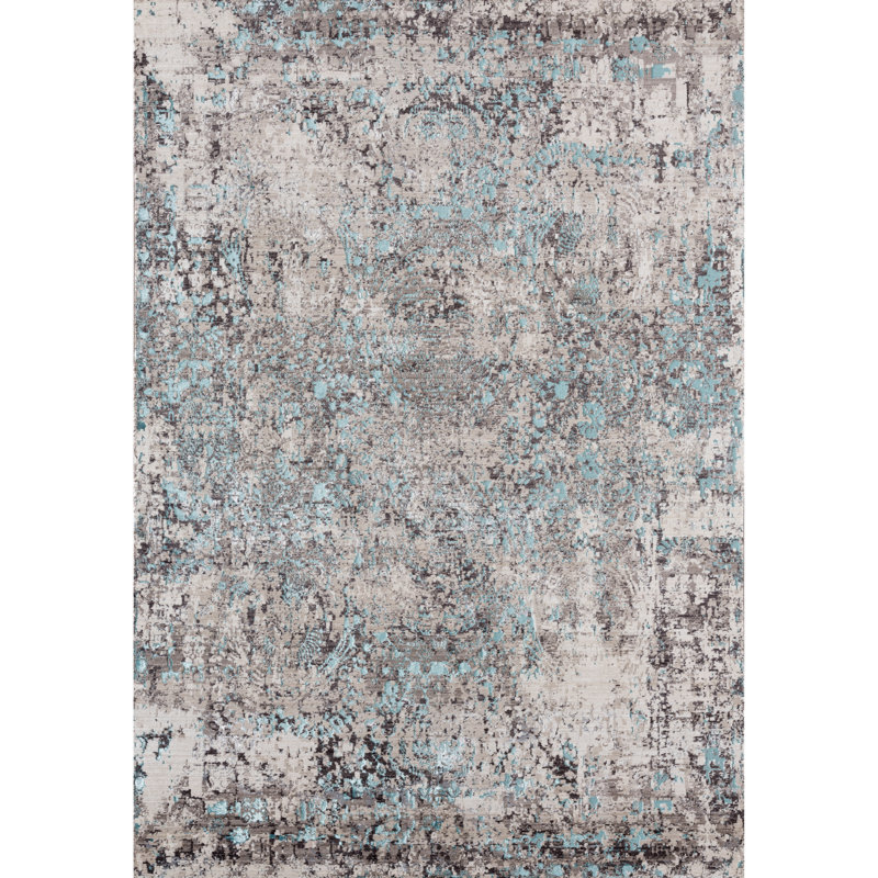 Tapis gris à motif abstrait Rummond, Rectangle 1 pi 7 po x 3 pi